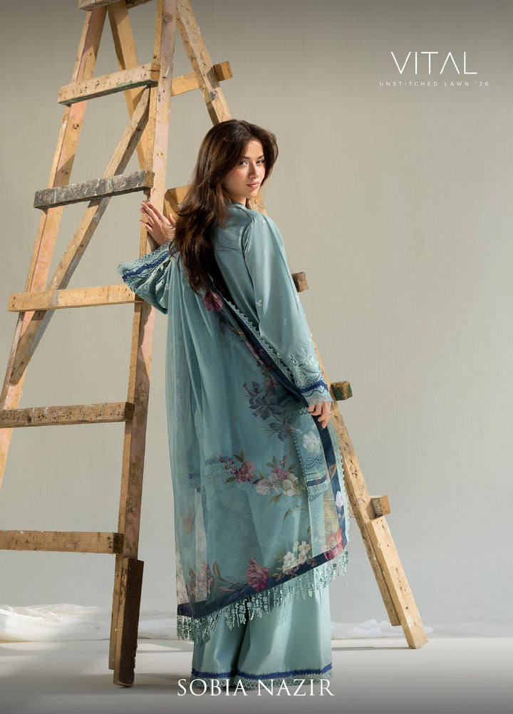 Vital by Sobia Nazir Unstitched Embroidered Lawn 3 Piece Suit SN26UVL 12B - Summer Collection