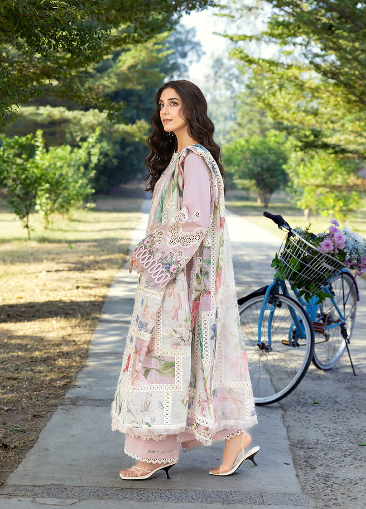 Elaf Premium Unstitched Embroidered Luxury Lawn 3 Piece Suit EL26UPL ELY-1A MAISON PINK - Summer Collection