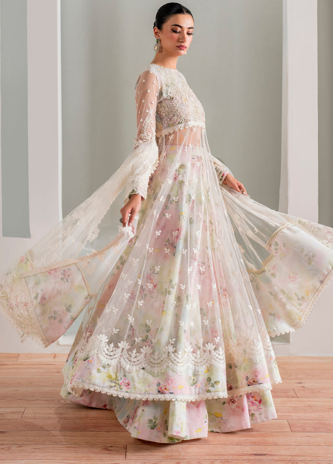 Chantelle by Baroque Unstitched Net Embroidered Suits 3 Piece BQ25FC UF-686 - Festive Collection