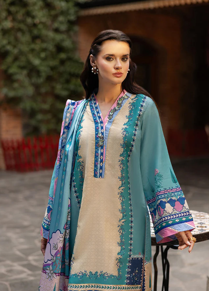 Mushq Hemline Echoes Of Serneity Unstitched Festive Raw Silk Printed 3 Piece MQ25ES D-07 Seraphic Dust - Festive Collection