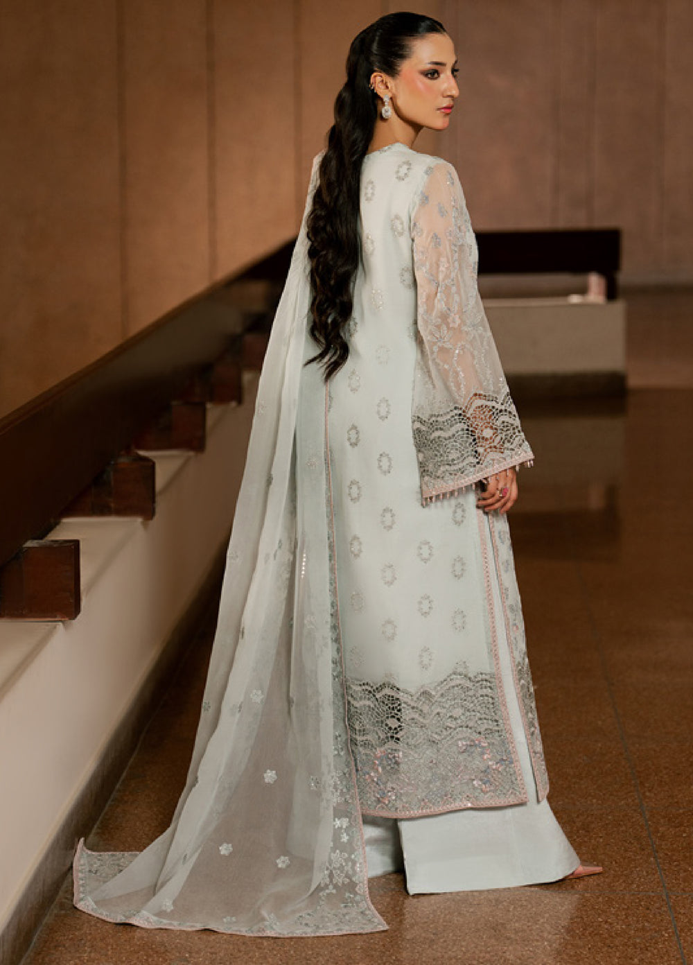 Lazawal by Lavish Premium Unstitched Embroidered Chiffon 3 Piece Suit LVP26UCL Mint Mirage - Festive Collection