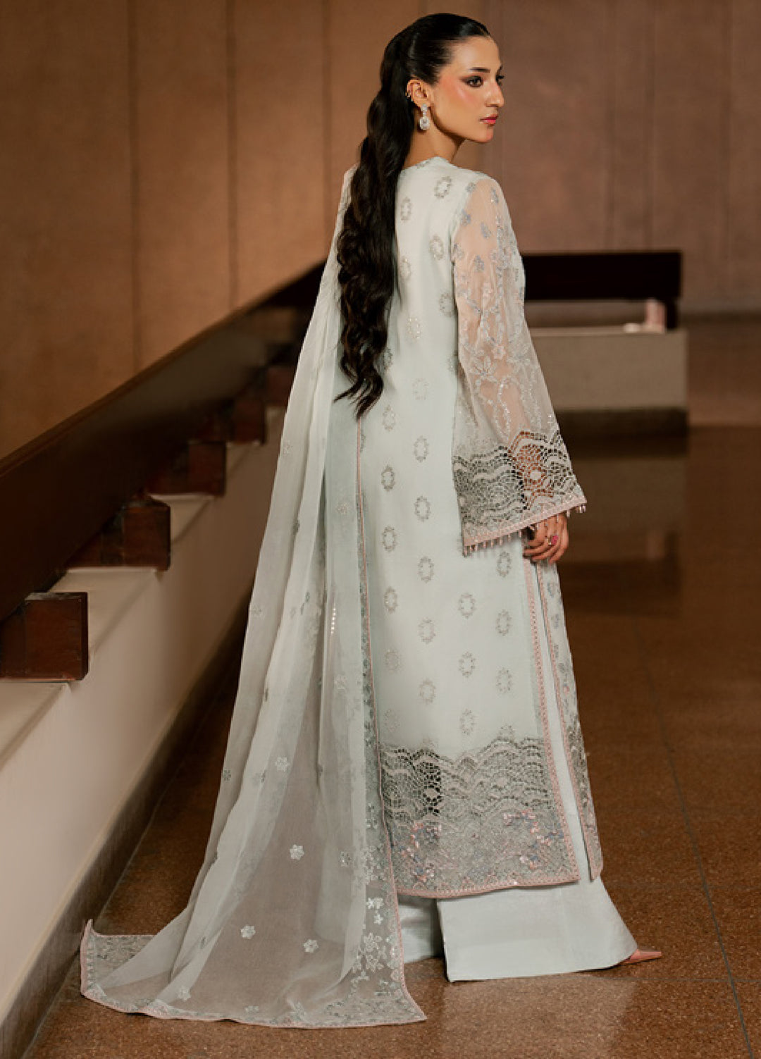 Lazawal by Lavish Premium Unstitched Embroidered Chiffon 3 Piece Suit LVP26UCL Mint Mirage - Festive Collection