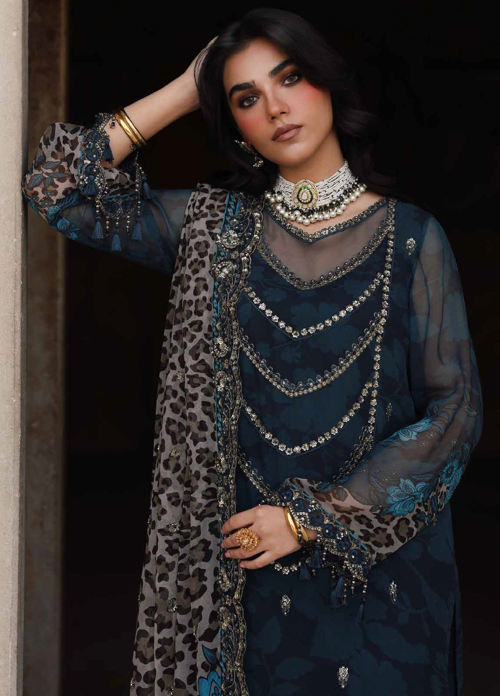 Vasal by Charizma Unstitched Luxury Chiffon Embroidered Suits 3 Piece CRZ25LC VSL25-43 - Festive Collection