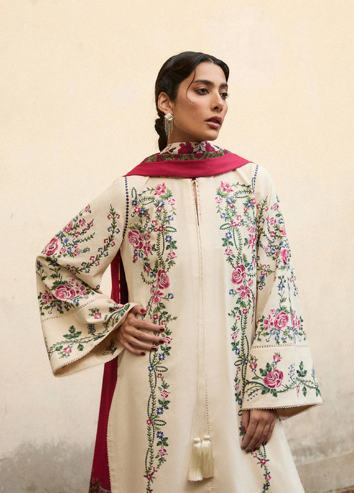 Jugnu by Hussain Rehar Unstitched Karandi Embroidered Suits 3 Piece HR25JW Zura - Winter Collection