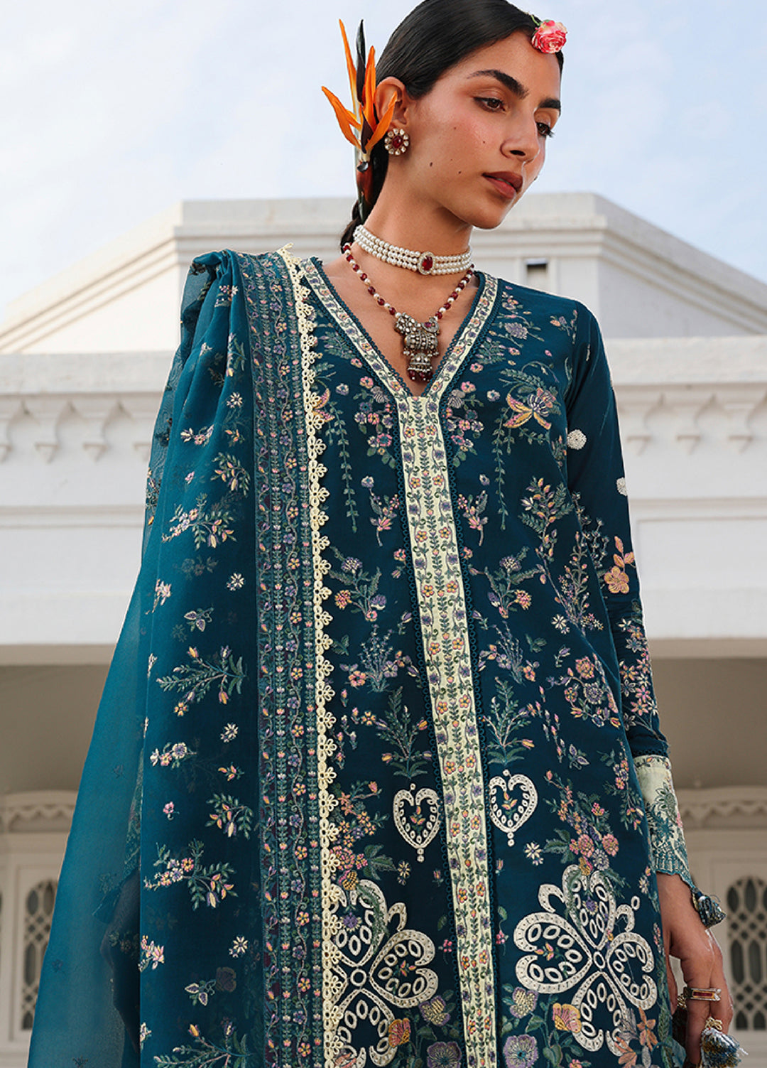 Kalabagh by Hussain Rehar Unstitched Embroidered Luxury Lawn 3 Piece Suit HR26UKL D11 Azraq - Festive Collection
