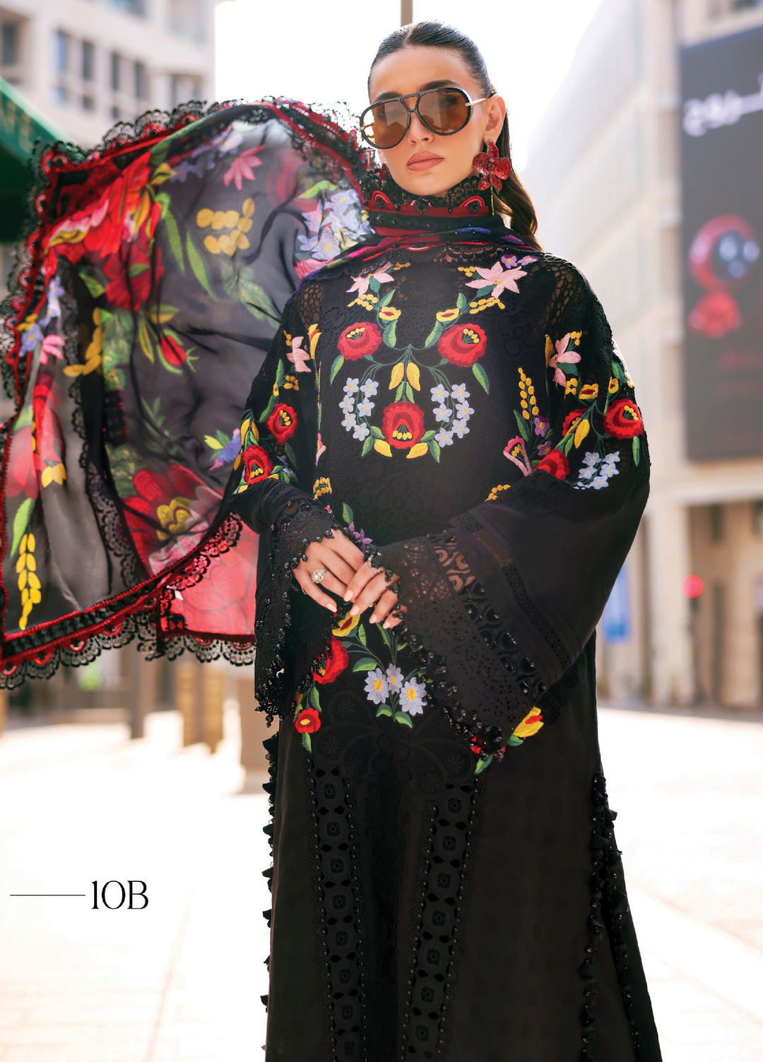 Maria B Unstitched Embroidered Luxury Lawn 3 Piece Suit MB26UEL 10B - Eid Collection