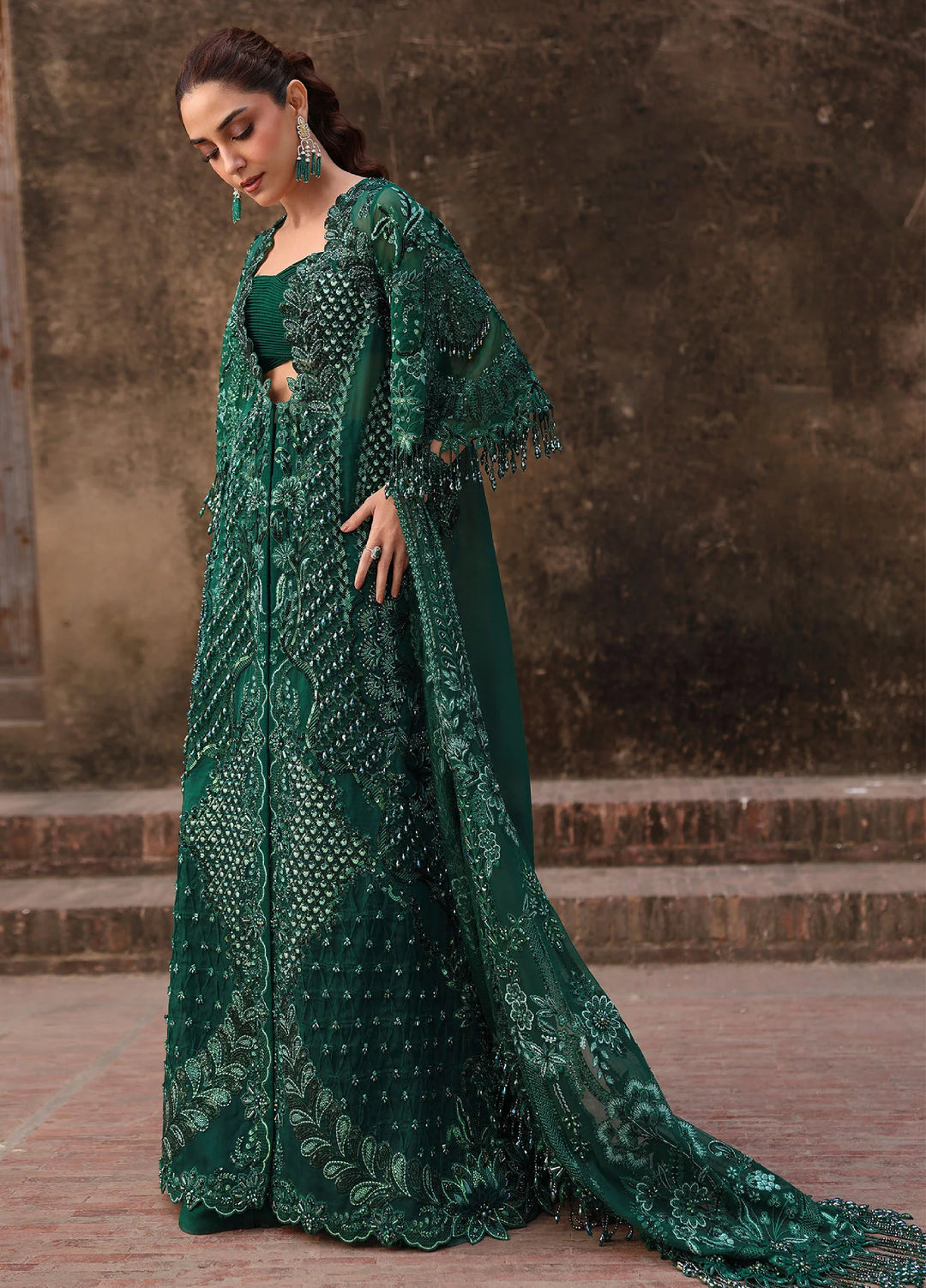Crimson Unstitched Embroidered Organza 3 Piece Suit CR26UW D-3 Zamard Emerald - Festive Collection