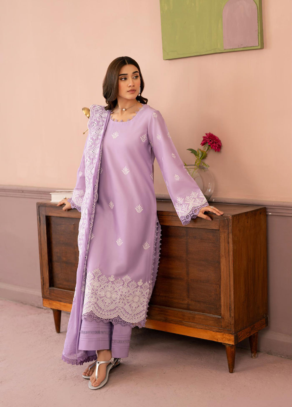 Raha by Rajbari Unstitched Premium Chikankai Embroidered Lawn 3 Piece Suit RB26UCRL D-9 - Summer Collection