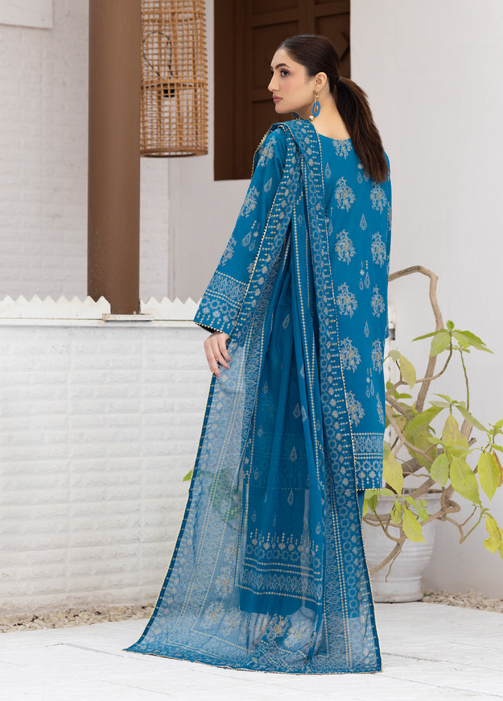 Regalia Textiles Premium Printed Gold Paste Unstitched Lawn 3 Piece Suit RG26UPG D-3 - Summer Collection