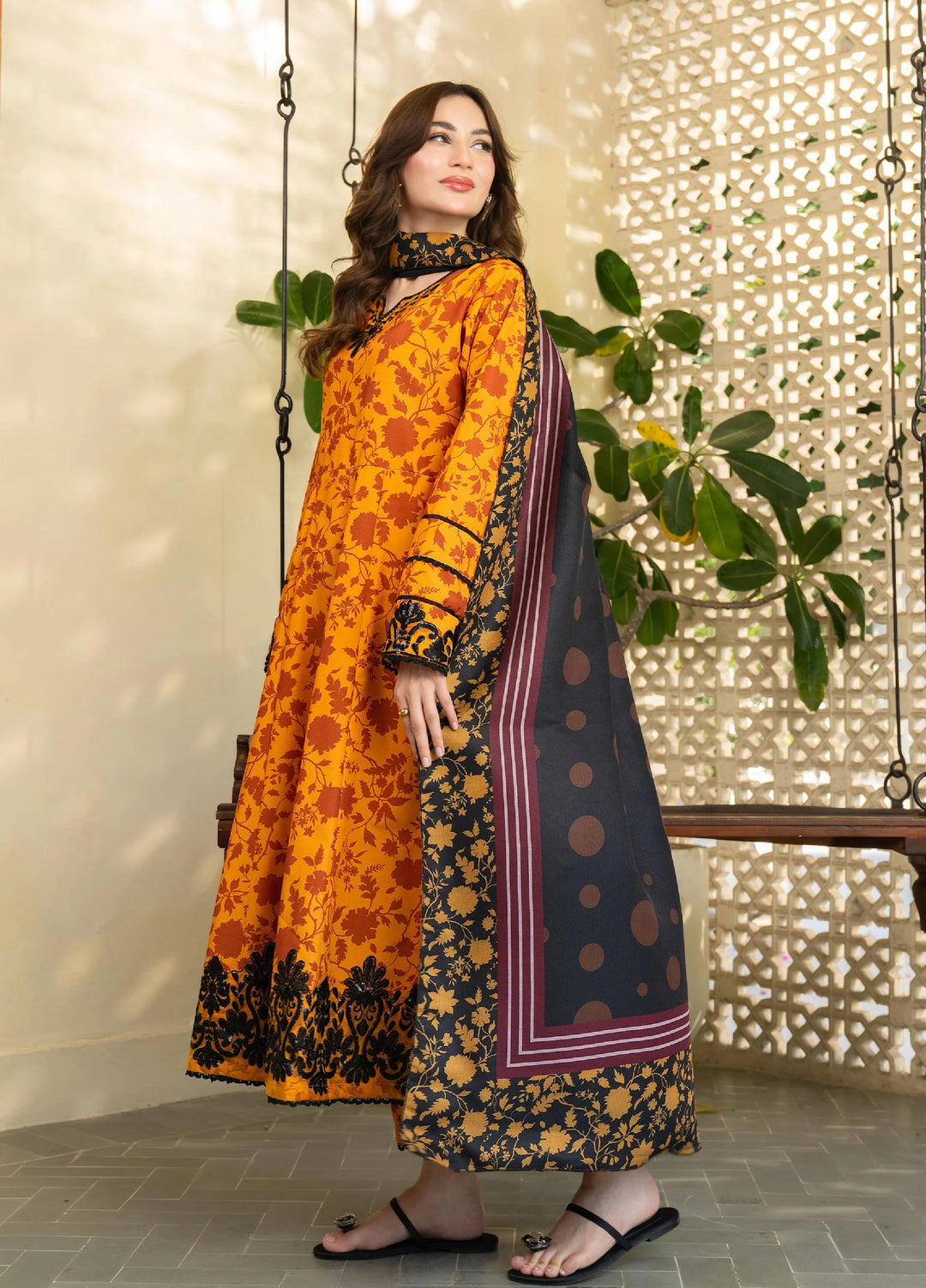 Mah e Noor Intermix by Panache 3 Piece Khaddar Sienna - Winter Collection