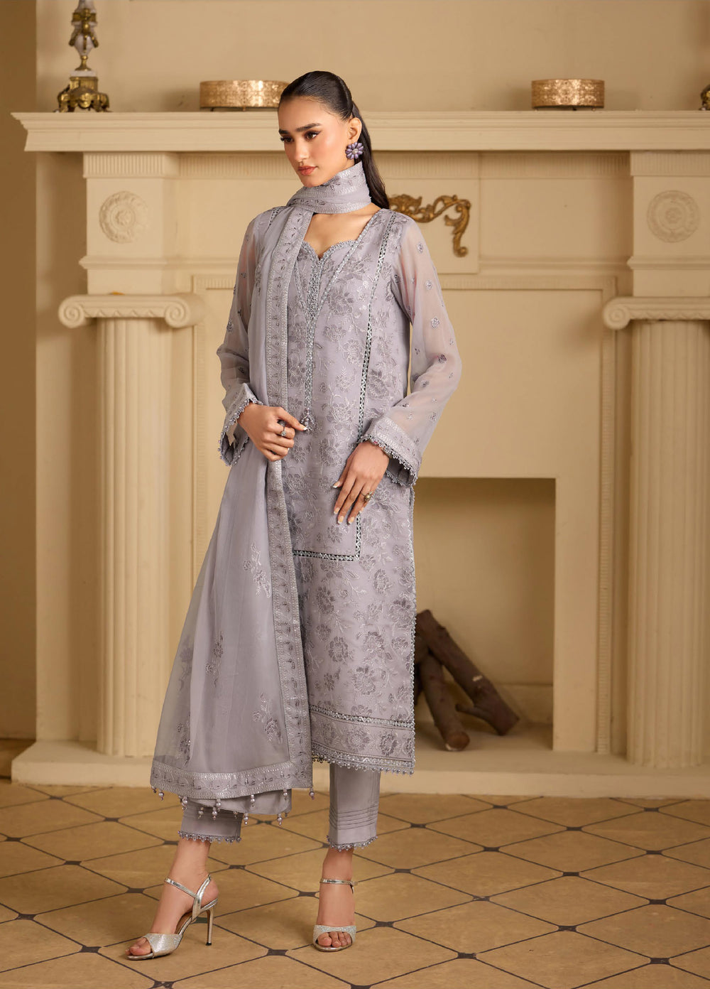 Alizeh Fashion Unstitched Embroidered Chiffon 3 Piece Suit AF26UCF AF-CH-2253-Insha - Festive Collection