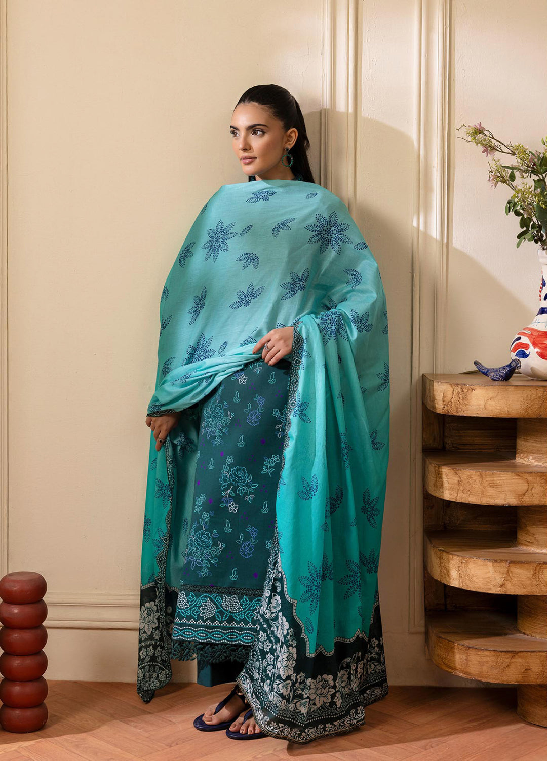 Nissa by RajBari Unstitched Printed Lawn 3 Piece Suit RB26ULN D-05 - Casual Collection