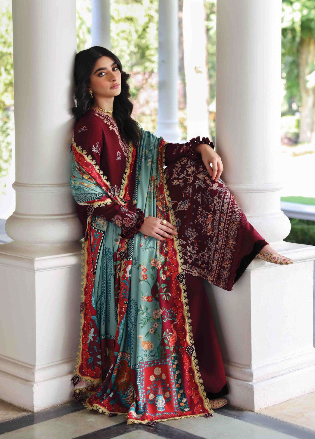 Amaris by Republic Womenswear Unstitched Luxury Shawl Karandi Embroidered Suits 3 Piece RW25AS D-4 - Winter Collection