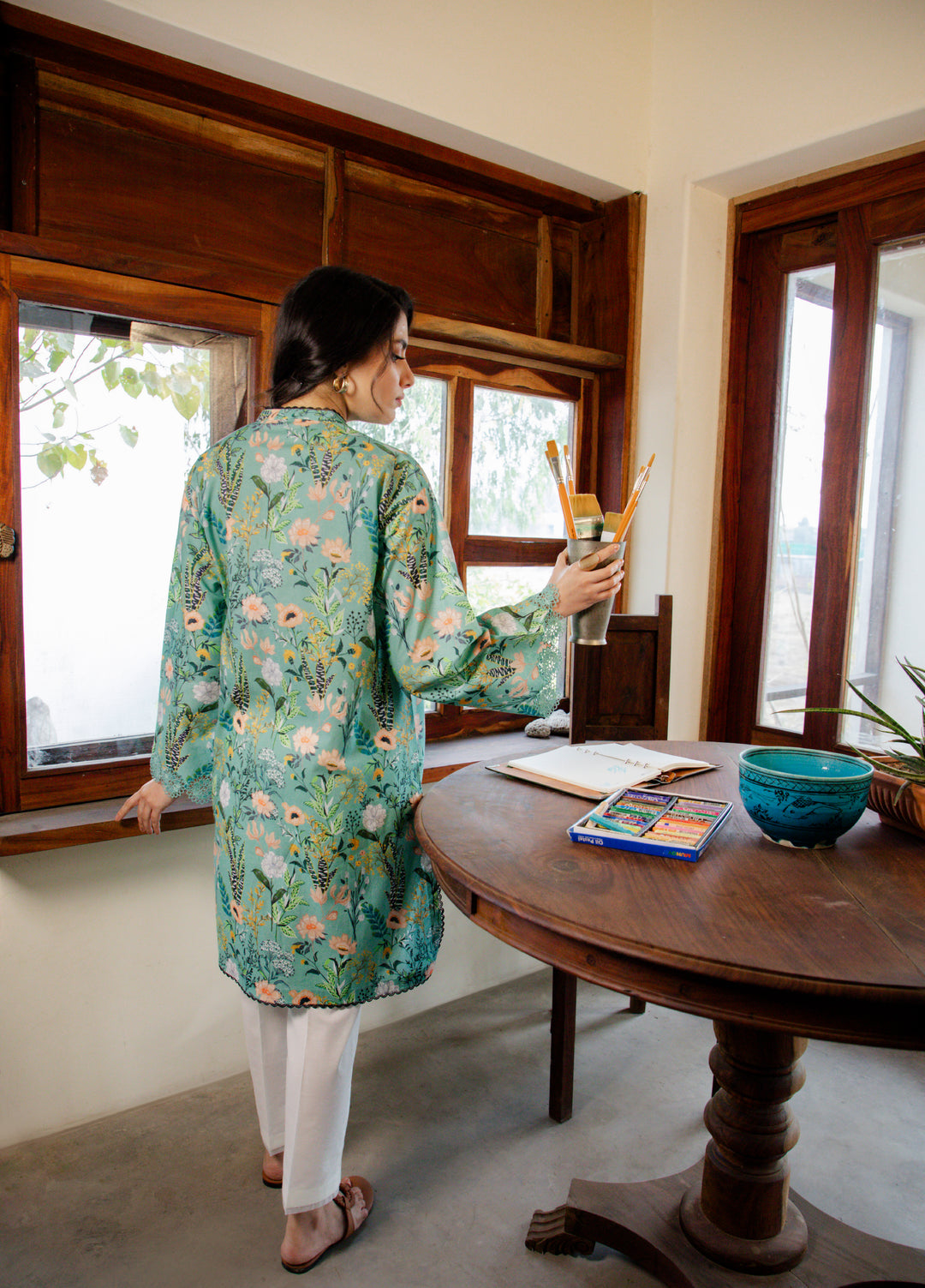 Sahar Unstitched Printed Cambric 1 Piece Shirt SS1-26-32 Sage Blossom - Summer Collection