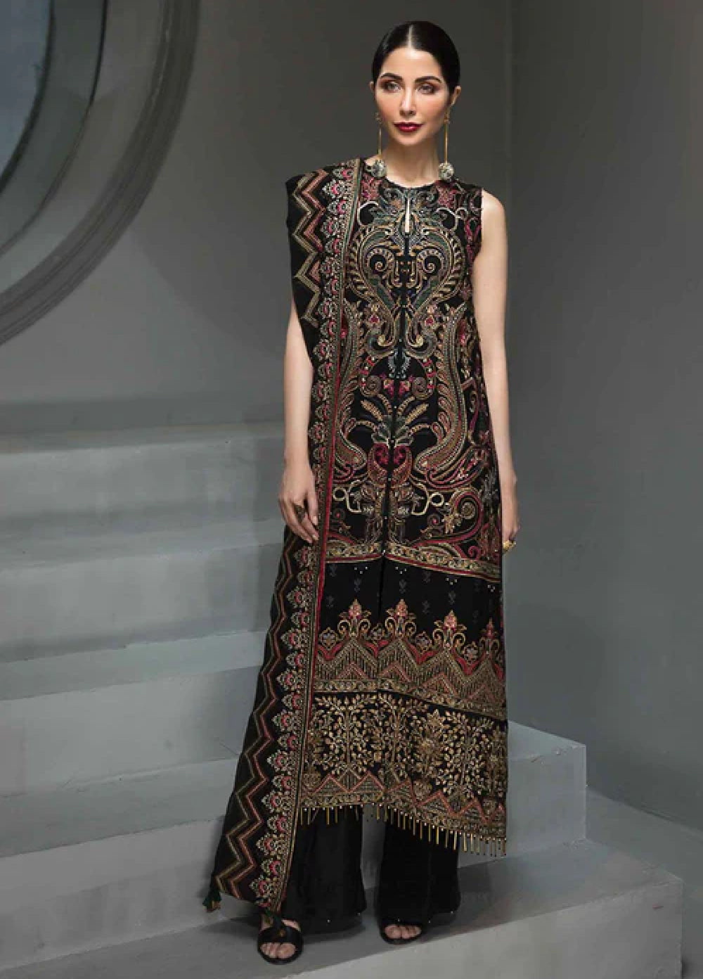 Jazmin Unstitched Embroidered Chiffon 3 Piece Suit 07-Reine De Nuit Festive Collection