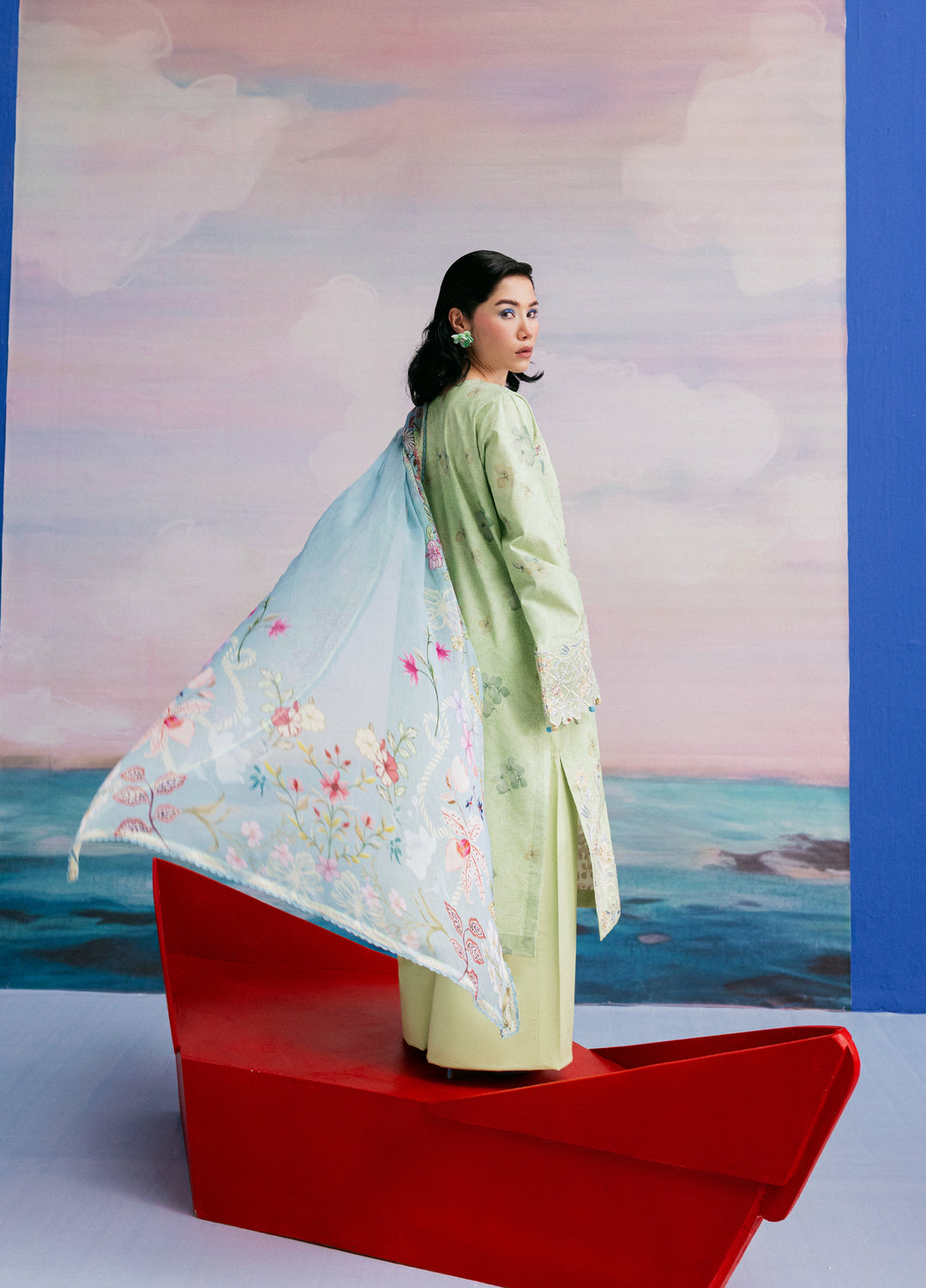 Zync by Florent Unstitched Embroidered Printkari Lawn 3 Piece Suit FL26UZP FZ-8B - Summer Collection