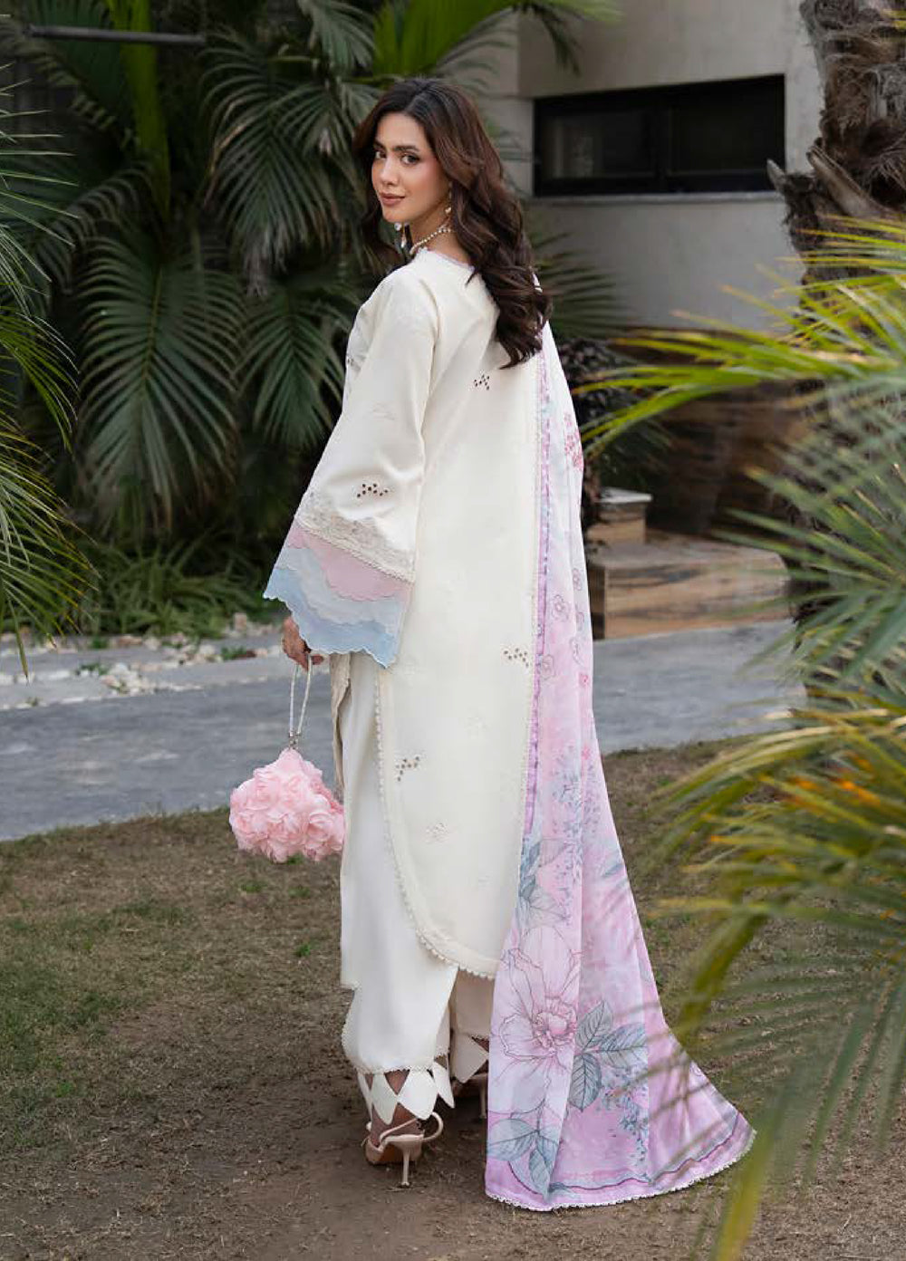 Aylin Unstitched Embroidered Luxury Lawn 3 Piece Suit AYL26UL D7 Ivory Rose - Summer Collection