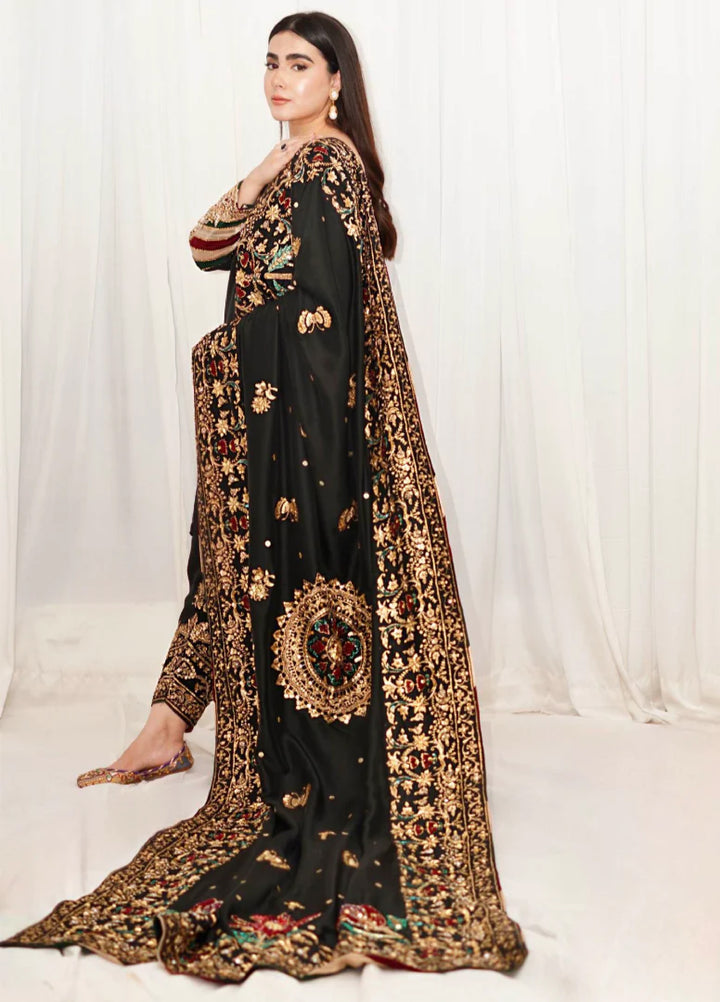 Luxe By Hues Atelier Women Pret 3 Piece Black Chaadar - Formals Collection