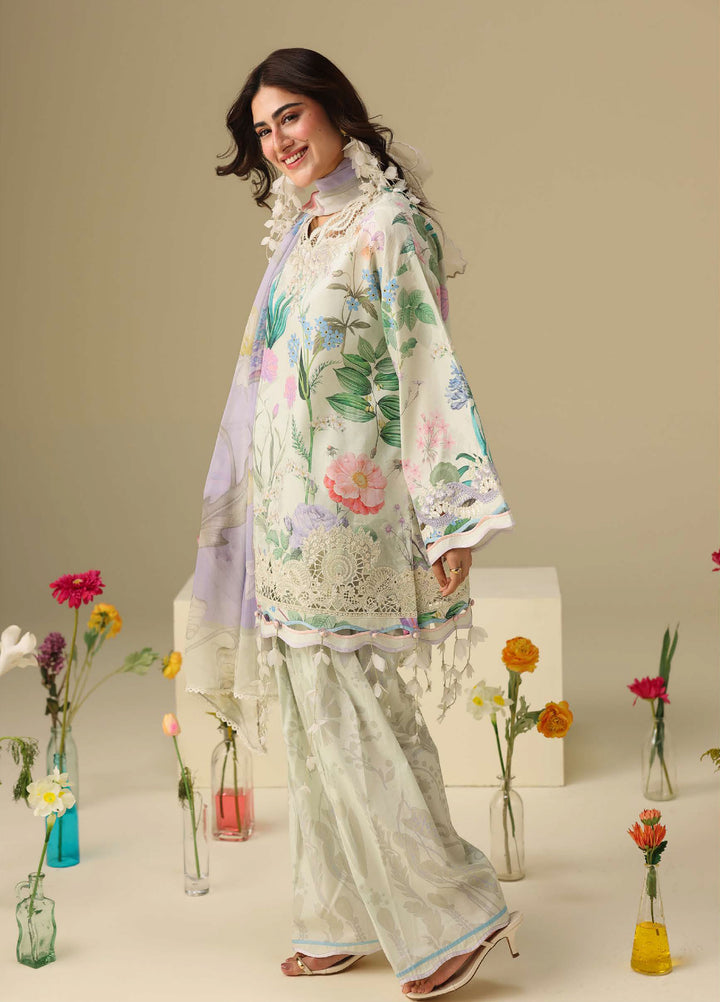 Soleil Hemline by Mushq Unstitched Printed Lawn 3 Piece Suit MU26USL Vanilla Lush HUNSS260306 - Festive Collection