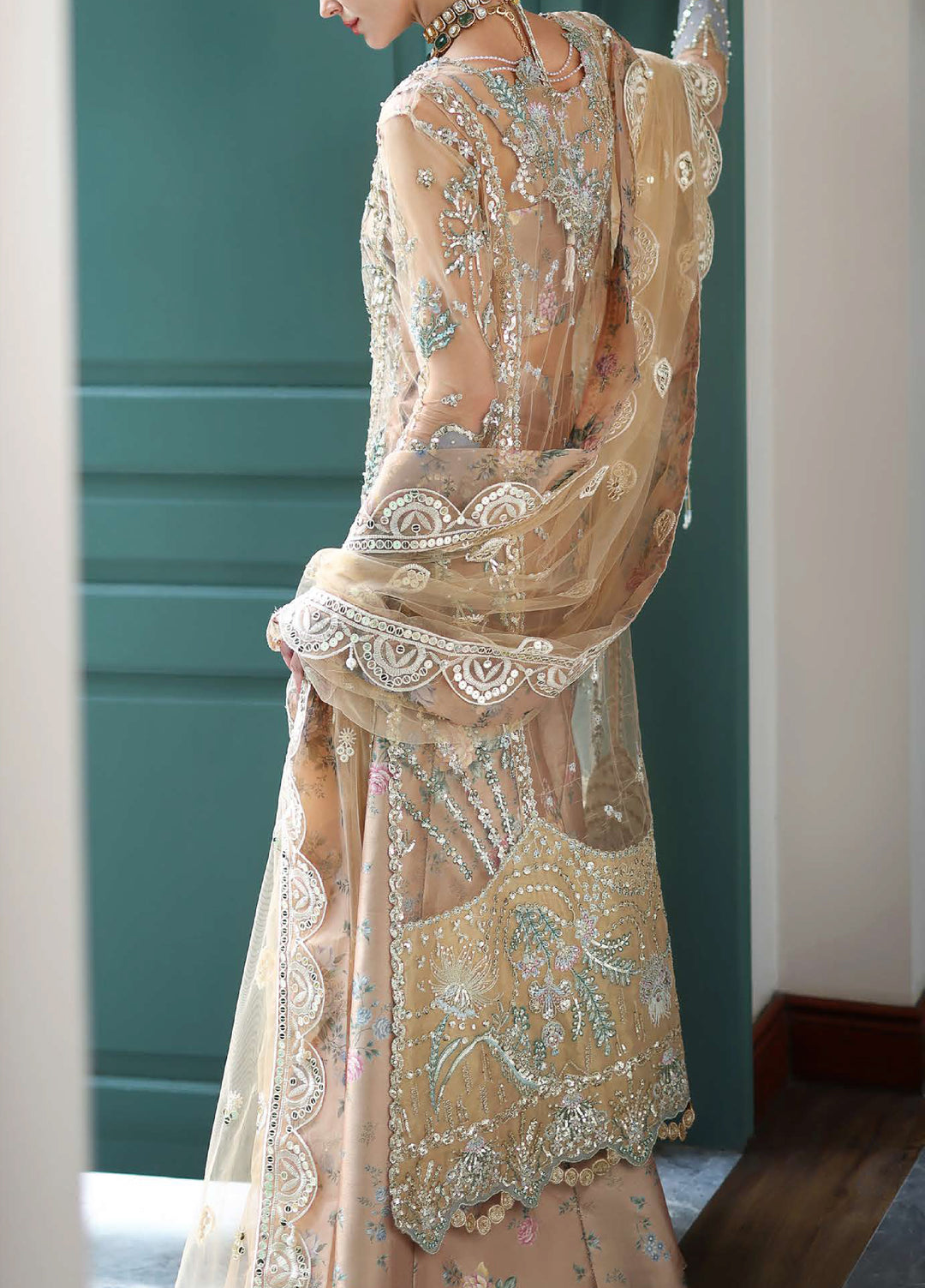 The Muse by Mushq Unstitched Net Embroidered Suits 3 Piece MU26TM Calarissa - Wedding Collection