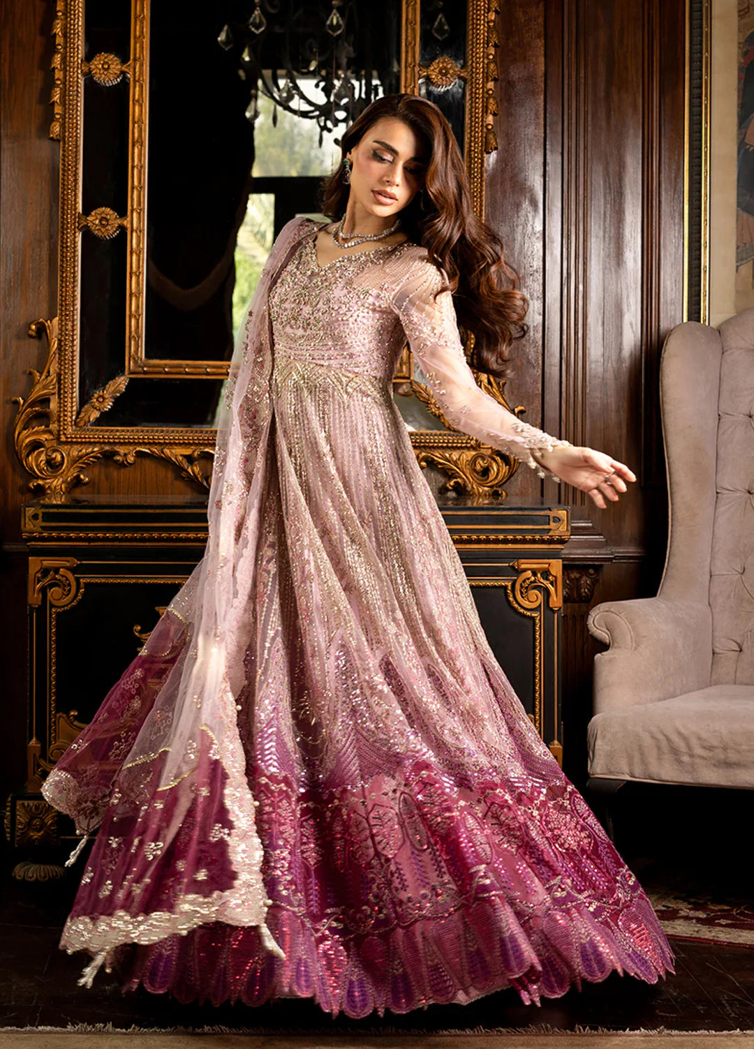 Darling by Mushq Unstitched Embroidered Net 4 Piece Suits MU25DW Geet - Wedding Collection