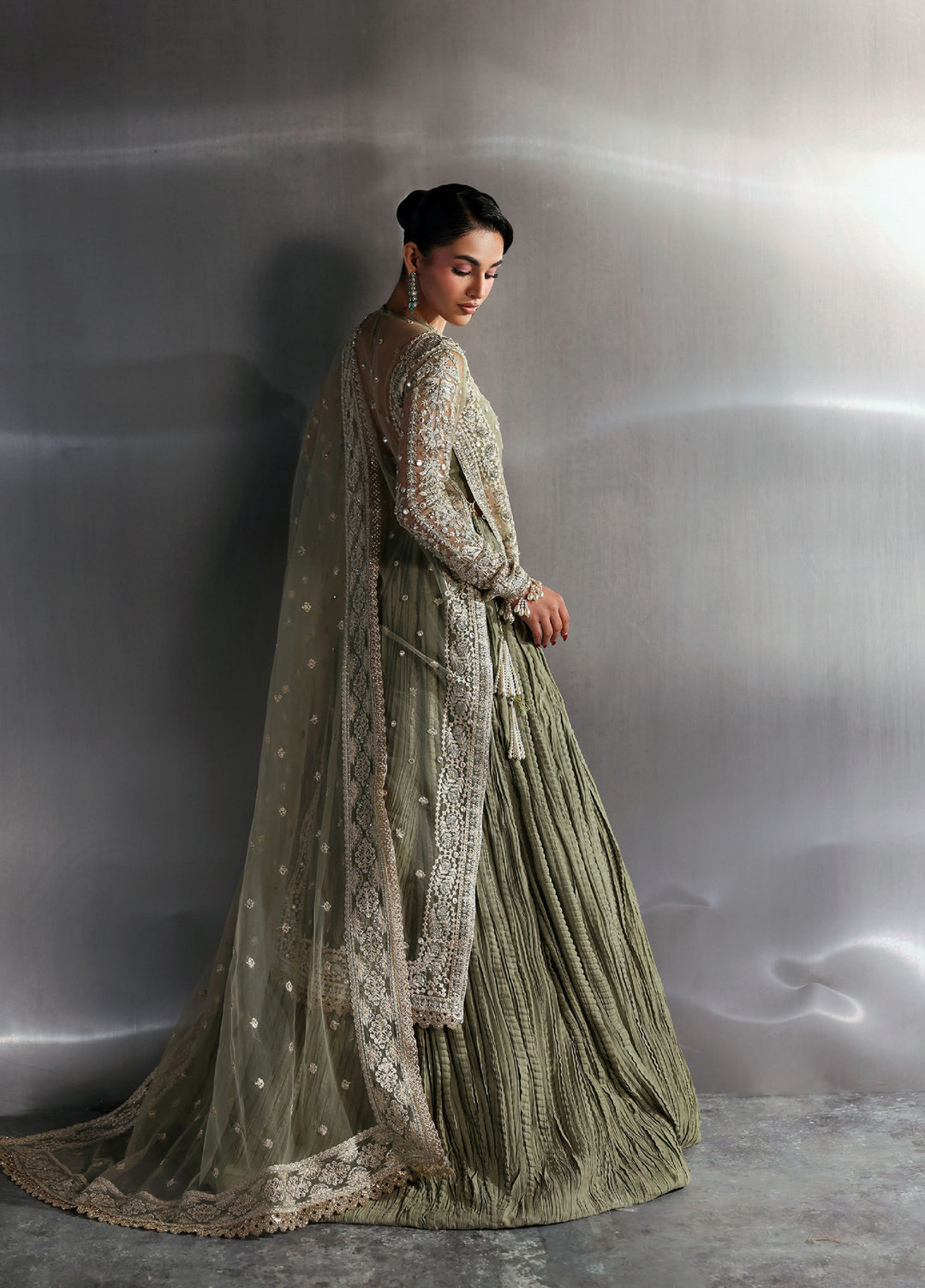 Seraphine by Zarposh Unstitched Embroidered Net 3 Piece Suit Willow - Wedding Collection