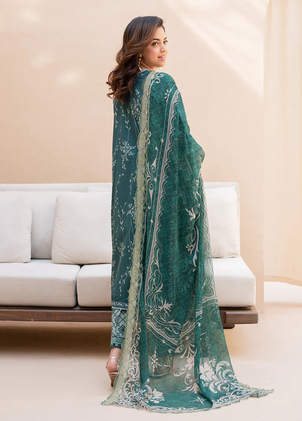 Summer in Bloom By Roheenaz Unstitched Printed Lawn 3 Piece Suit RN26USBL 33B Gradenia Veil - Festive Collection