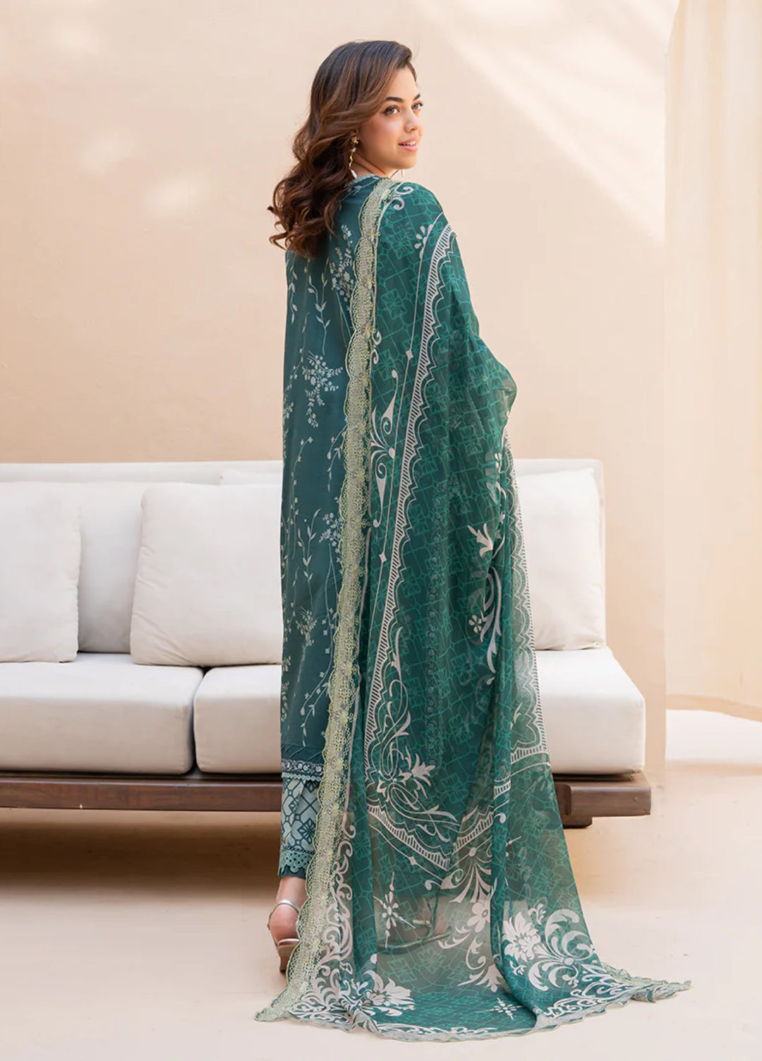 Summer in Bloom By Roheenaz Unstitched Printed Lawn 3 Piece Suit RN26USBL 33B Gradenia Veil - Festive Collection