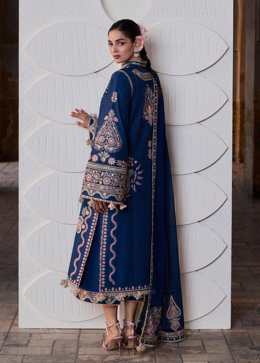 Zan by Hussain Rehar Unstitched Embroidered Lawn 3 Piece Suit HR26UZF Abi D-107 - Festive Collection