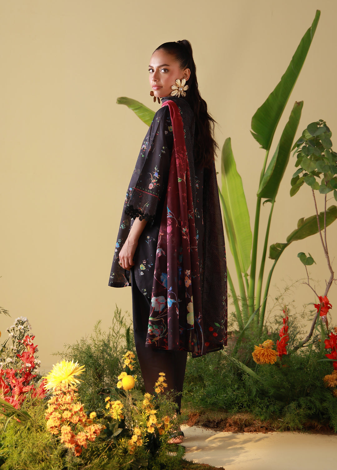 Mirha by Sahar Unstitched Printed Lawn 3 Piece Suit SS1-26-08 Midnight Bloom - Summer Collection