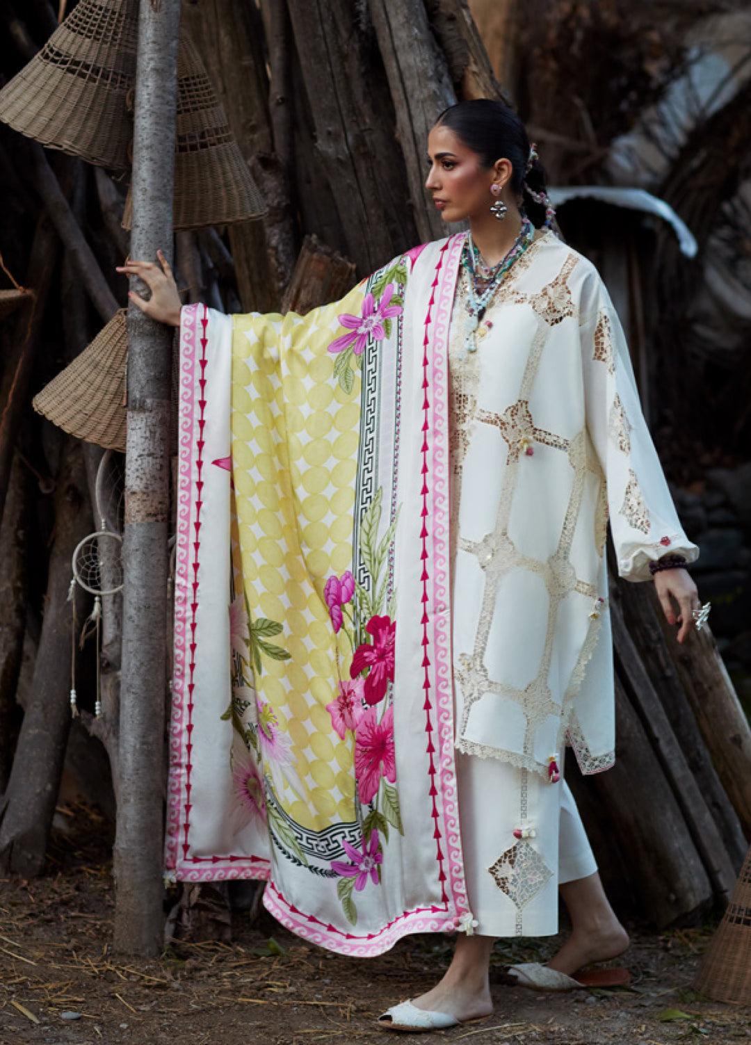 Kashmee Legacy by Elan Unstitched Embroidered Lawn 3 Piece Suit EL26ULKL Deodar EL26-11B - Festive Collection