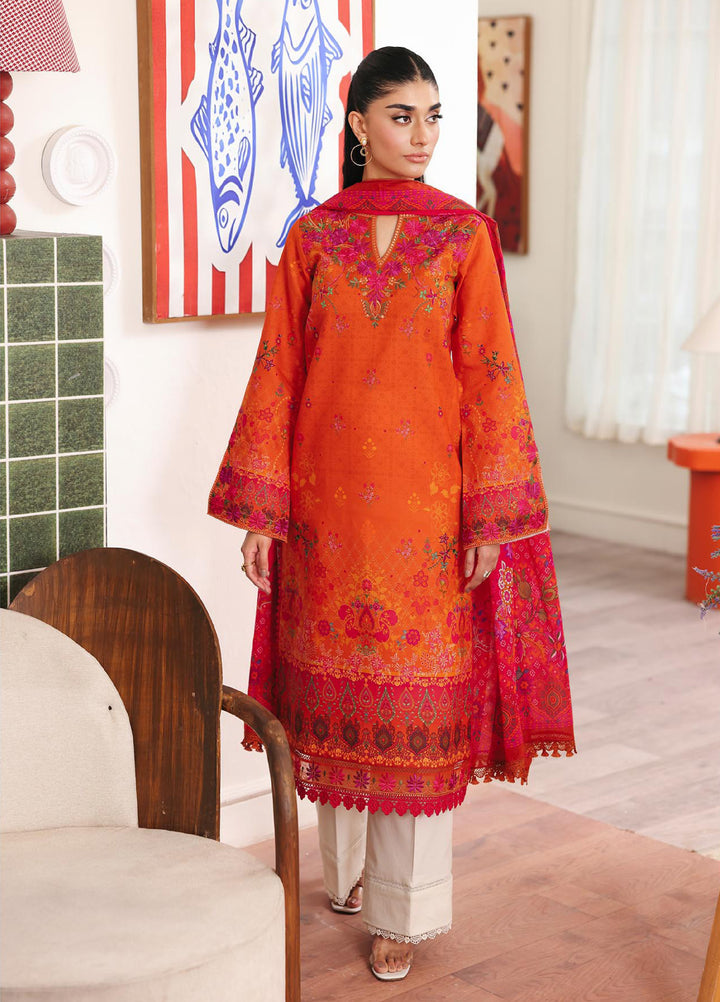 Nissa Floral Symphony by Rajbari Unstitched Lawn Embroidered 3 Piece Suit RB26UNF D-10 - Summer Collection