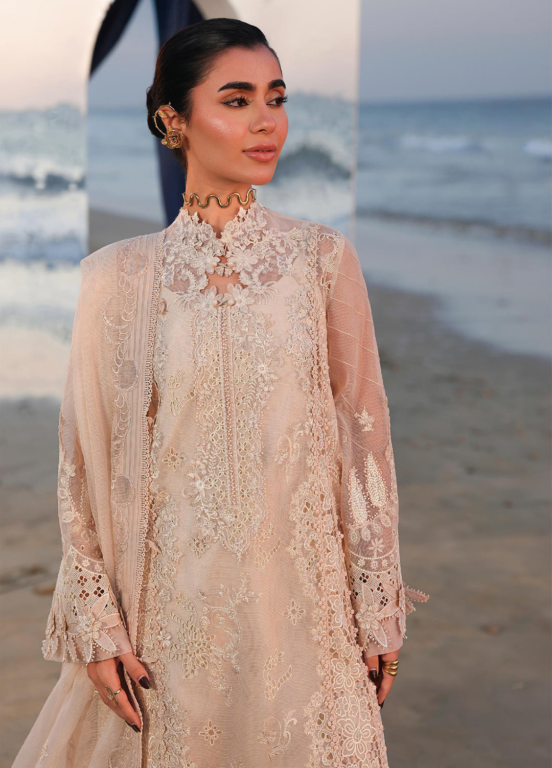 Sahil by Qalamkar Unstitched Embroidered Luxury Lawn 3 Pcs Suit QLK26US SA-15 Nehan - Summer