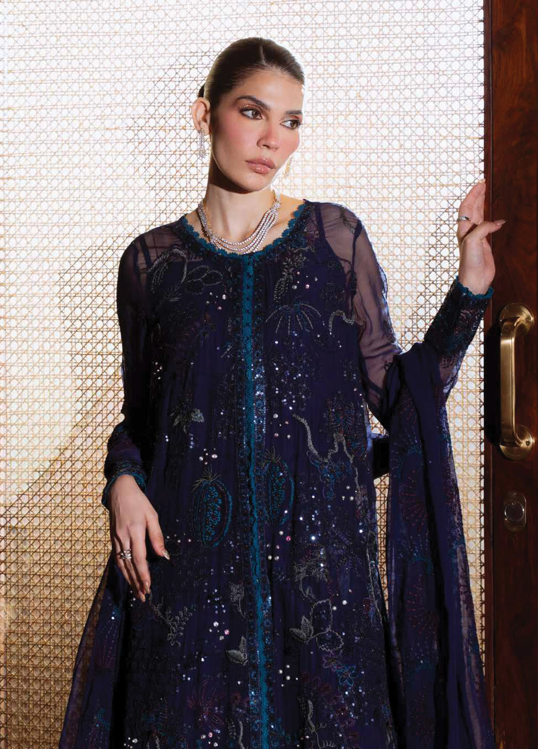 Elaya Luxury by Nureh Unstitched Chiffon Embroidered 3 Piece Suit NU26EL NEL-87 - Festive  Collection