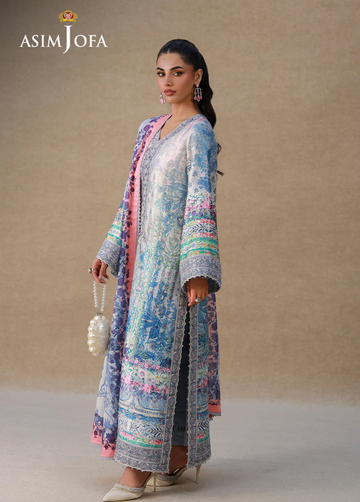 Asim Jofa Unstitched Printed Silk 3 Piece Suit AJ26UPS AJULSC-06 - Casual Collection