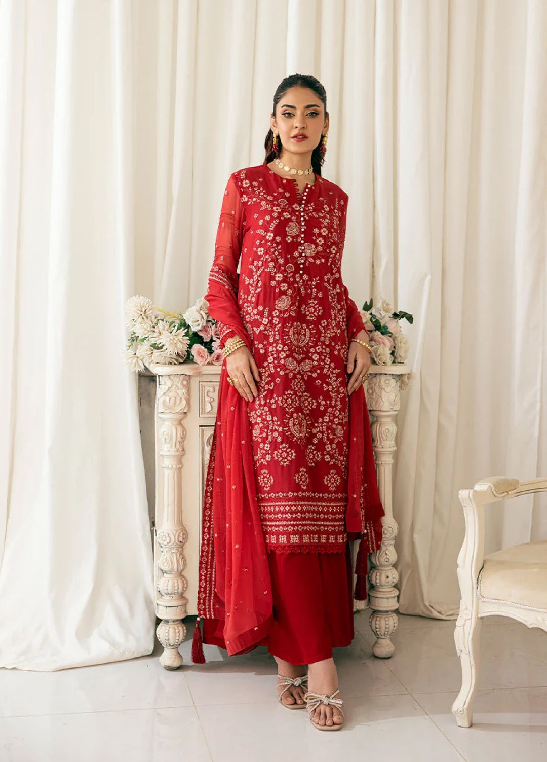 Signature by Salitex Embroidered Chiffon Suits Unstitched 3 Piece SUNS7CH027UT - Summer Collection