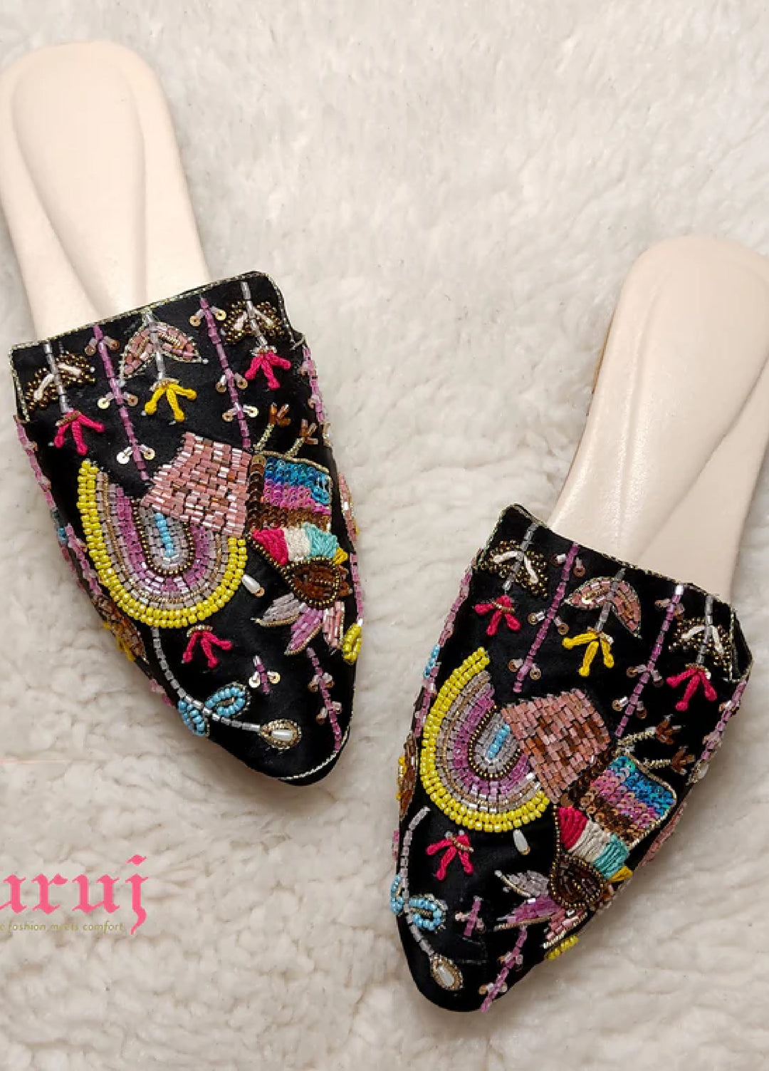 Zuruj Festive Style  Mules  ML-9-Black