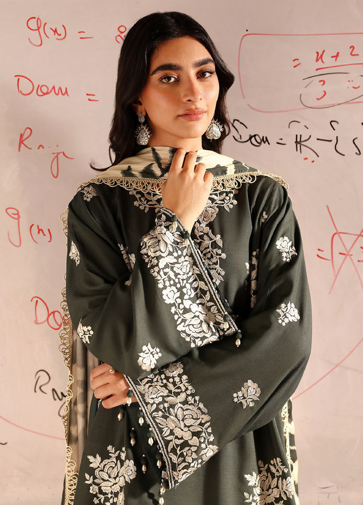 Cross Stitch Unstitched RTS Linen Embroidered Suits 3 Piece CS25LW D-03 Vintage Gray - Winter Collection