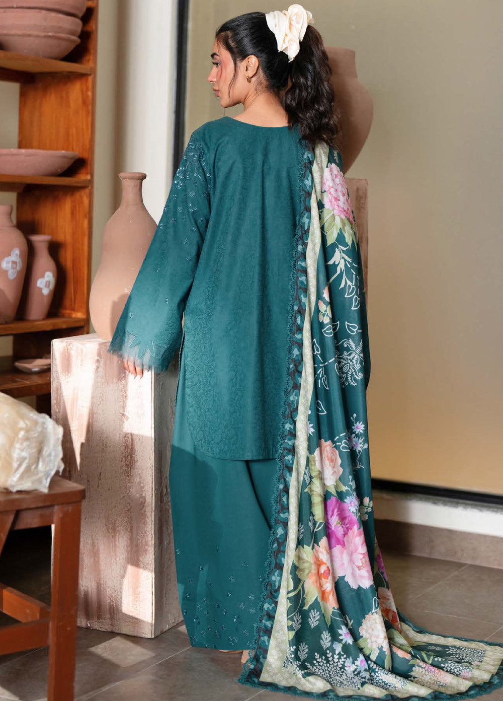 Raha by Nureh Unstitched Embroidered Jacquard Lawn 3 Piece Suit NU26URJ NE-237 - Festive Collection