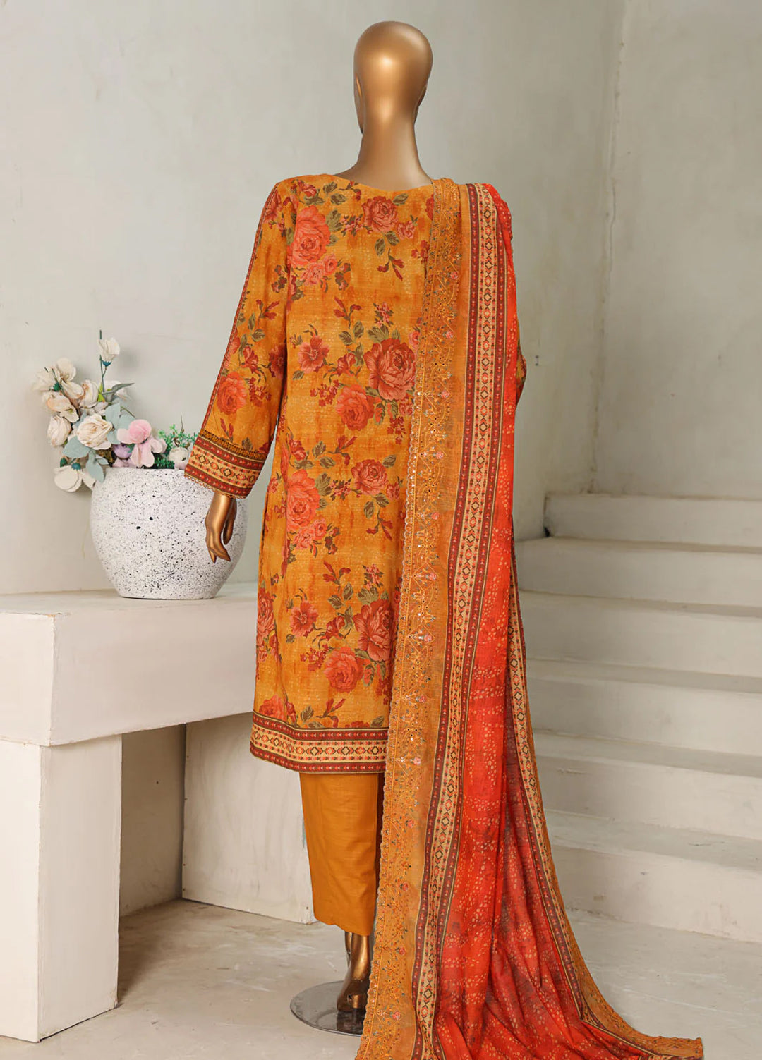 Hz Textiles Embroidered Khaddar Suits Unstitched 3 Piece PKE-203 - Winter Collection