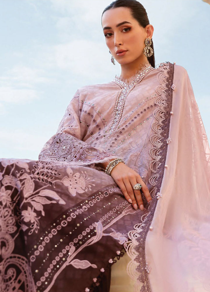 Maria B Unstitched Embroidered Luxury Lawn 3 Piece Suit MB26UEL 1B - Eid Collection