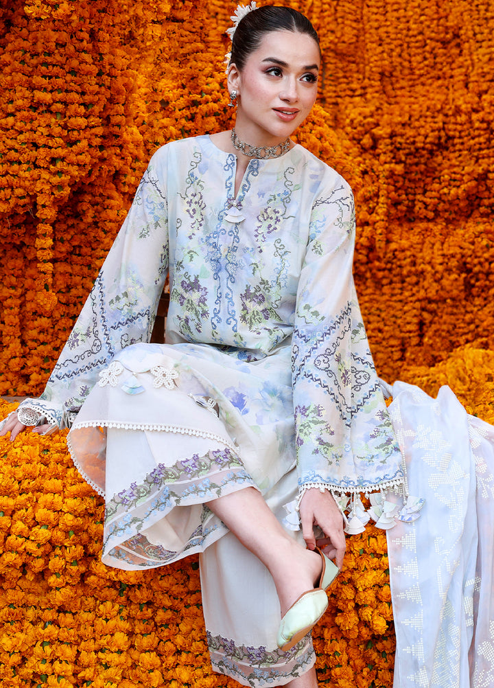 Cross Stitch Unstitched Embroidered Premium Lawn 3 Piece Suit CS26UCPL D5 LILAC WHISPER - Eid Collection