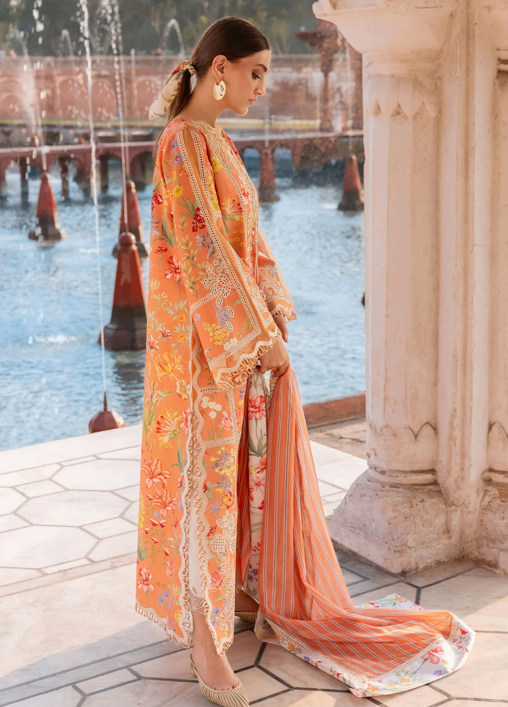 Flow by Crimson Unstitched Embroidered Lawn 3 Piece Suit CR26UFL D2 A-Sunset - Festive Collection