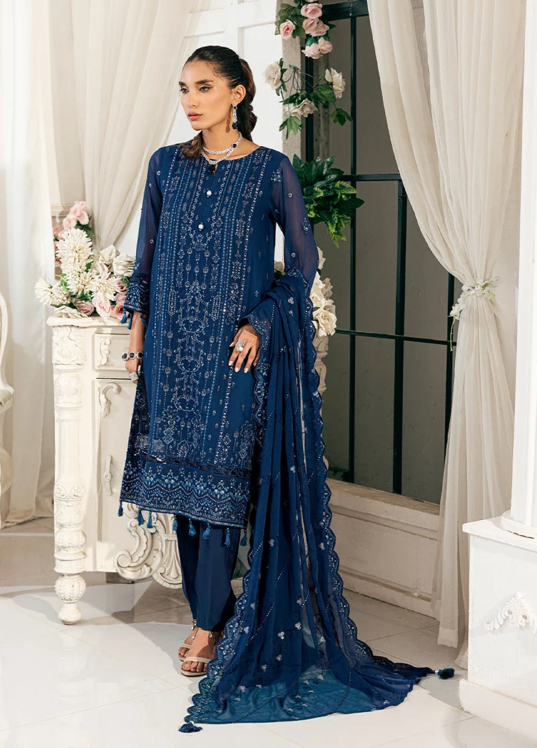 Signature by Salitex Embroidered Chiffon Suits Unstitched 3 Piece SUNS7CH035UT - Summer Collection
