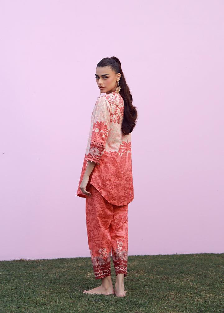 Sahar Unstitched Printed Cambric 2 Piece Suit SS1-26-24 Coral Silhouette - Summer Collection