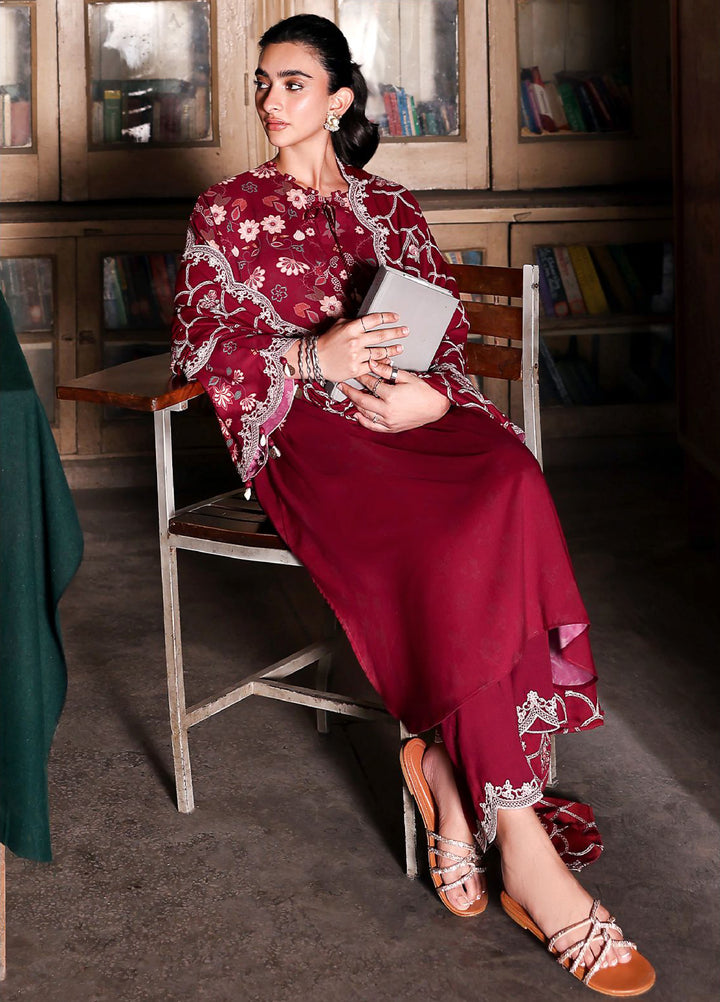 Cross Stitch Unstitched RTS Linen Embroidered Suits 3 Piece CS25LW D-04 Berry Luxe - Winter Collection