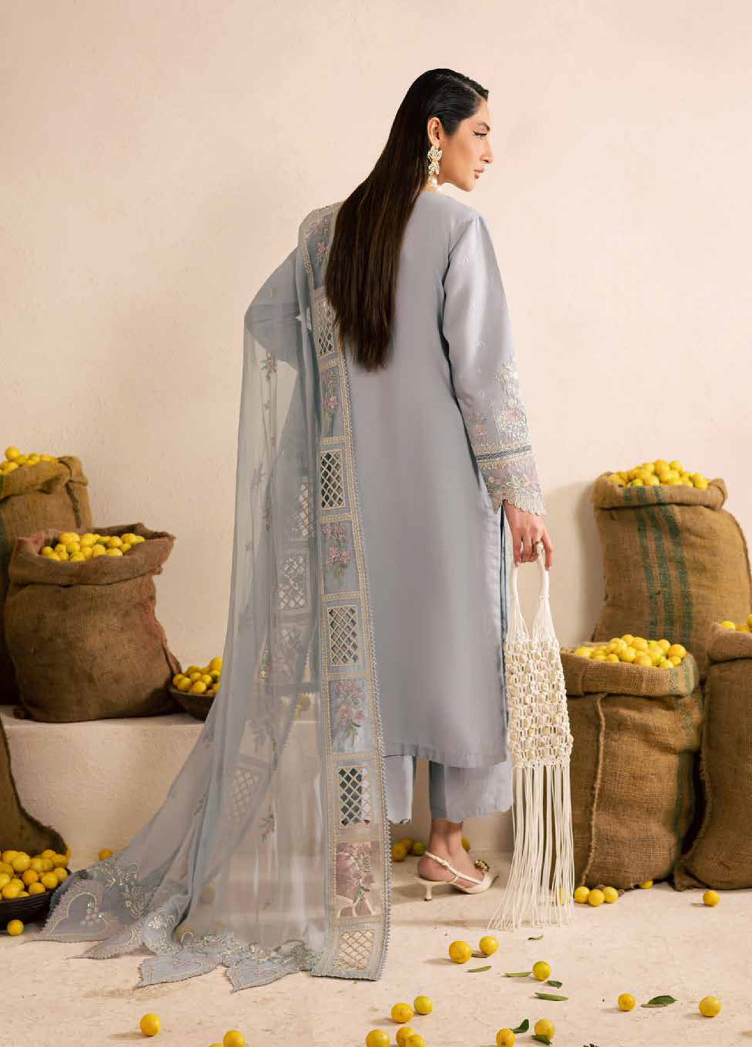 Nureh Exclusive Unstitched Lawn Karandi Embroidered 3 Piece Suit NU26UE NE-217 - Spring Collection