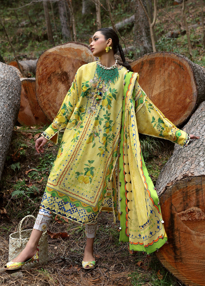 Zaha By Khadijah Shah Embroidered Lawn Suits Unstitched 3 Piece ZL25NL D-04 A Dahlia - Summer Collection