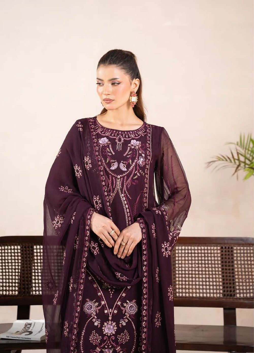 Anaya Noor by Zebtan Unstitched Embroidered Chiffon 3 Piece Suit ZB26UAN AN-07 - Festive Collection