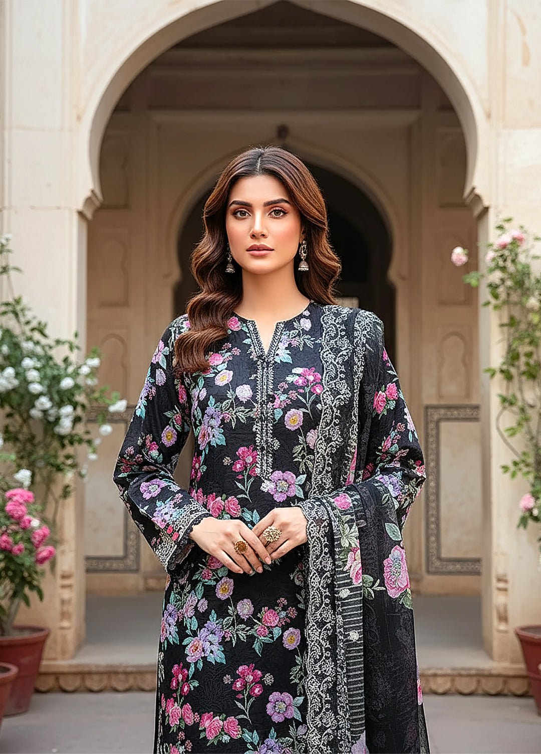 Lakhany Summer Essentials Embroidered Unstitched Lawn 3 Piece Suit LSM26USE LG-UB-0268 - Ramadan Collection
